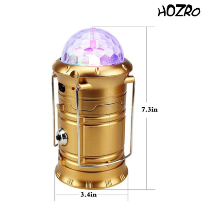 Felinar Camping Disco HOZRO, Lampă Portabilă 2 în 1, Iluminare Puternică și Efecte Lumină Party HOZRO