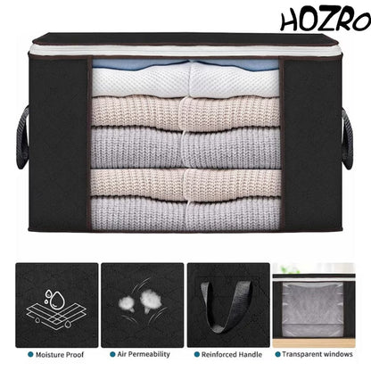 Geantă de Depozitare HOZRO, Negra – Organizator Practic și Spațios pentru Haine, Lenjerii, Jucării sau Accesorii, Material Rezistent și Design Elegant HOZRO