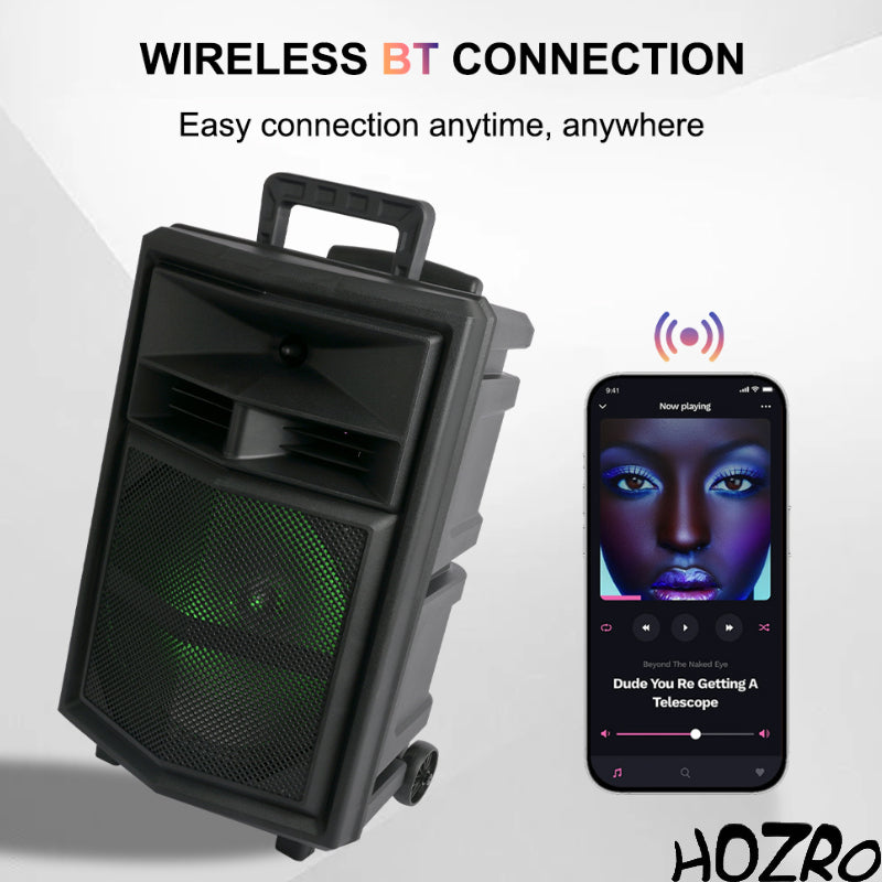 🔊 Boxă Portabilă ZQS-12130 HOZRO, Bluetooth, Karaoke, microSD, AUX și USB – Putere Mare, Sunet Clar și Distracție Oriunde! HOZRO