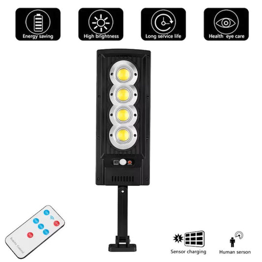 Lampă Solară cu Senzor de Mișcare HOZRO, Model SL-4COB – Panou Solar Integrat pentru Reîncărcarea Acumulatorilor, Iluminat Exterior Eficient și Economic HOZRO