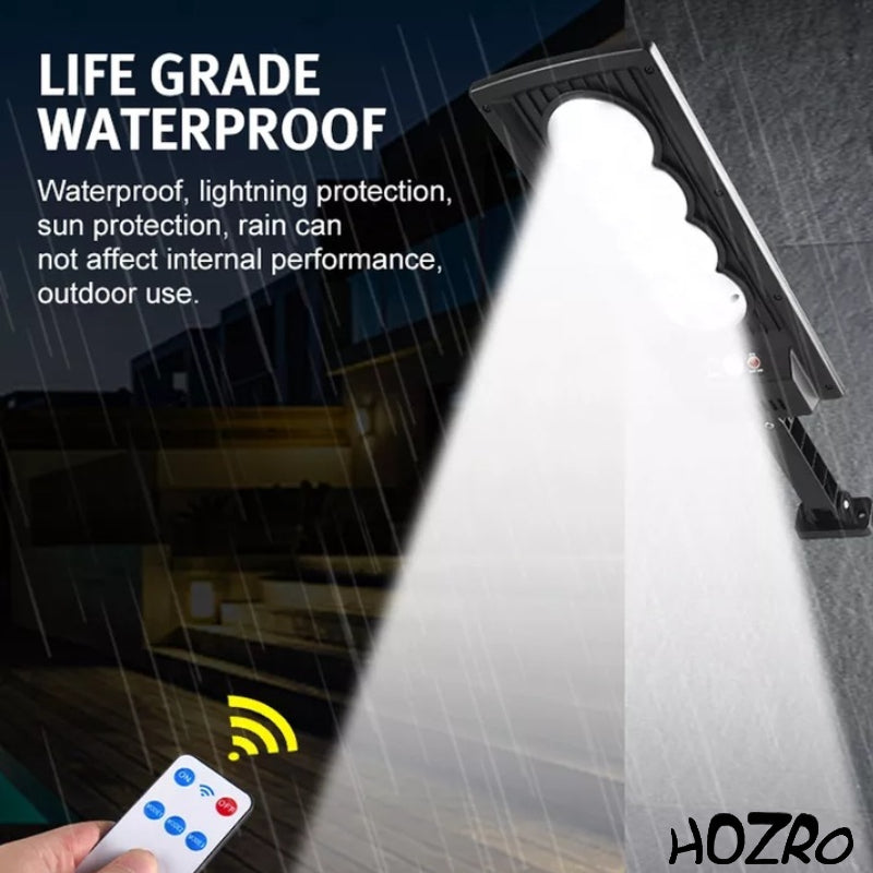 Lampă Solară cu Senzor de Mișcare HOZRO, Model SL-4COB – Panou Solar Integrat pentru Reîncărcarea Acumulatorilor, Iluminat Exterior Eficient și Economic HOZRO