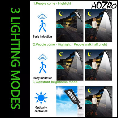 Lampă Solară cu Senzor de Mișcare HOZRO, Model SL-4COB – Panou Solar Integrat pentru Reîncărcarea Acumulatorilor, Iluminat Exterior Eficient și Economic HOZRO
