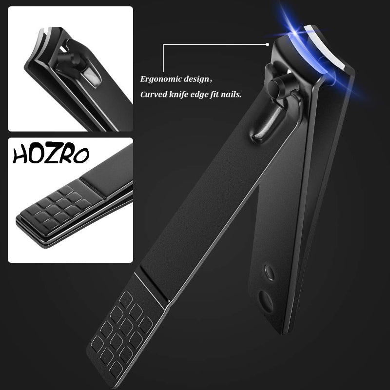 Trusă Profesională Manichiură și Pedichiură HOZRO, 18 Piese din Oțel Inoxidabil, Set Complet pentru Îngrijirea Unghiilor, Culoare Negru Elegant, Ideală pentru Acasă, Salon, Călătorii și Cadou HOZRO