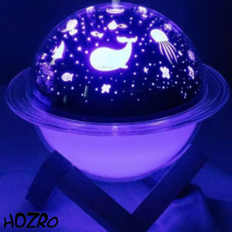 Umidificator Aromaterapie HOZRO, cu Proiector Luminos Tematic Ocean, Capacitate 250ml, Difuzor de Arome cu Lumini Ambientale, Suport din Lemn Elegant, Funcție Silențioasă și Design Modern – Ideal pentru Dormitor, Living sau Cadou Relaxant HOZRO