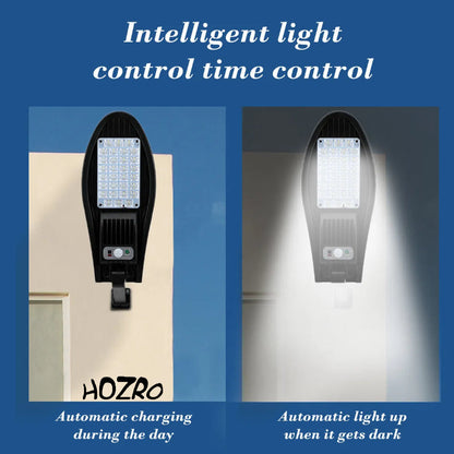 Lampă Solară de Exterior HOZRO, cu Telecomandă – Model W777A, 30x4 LED-uri SMD Ultra-Luminoase, Lumina Alb Rece, 3 Moduri de Funcționare, Senzor de Mișcare și Lumină, Waterproof, Unghi de Iluminare 120°, Material ABS Rezistent HOZRO