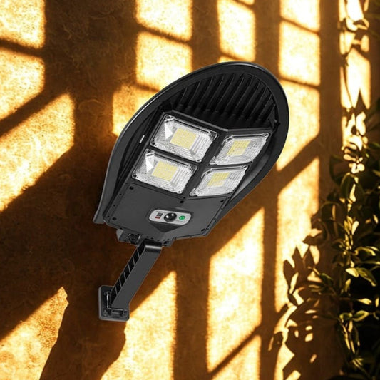 Lampa Solară Stradală de Exterior cu Telecomandă HOZRO, Model W788B-2, Ajustabilă, 168 LED-uri SMD Ultra-Luminoase, Lumina Alb Rece, 3 Moduri de Funcționare, Senzori de Mișcare și Lumină, Iluminare Continuă, Rezistență la Apă IP65, Unghi 120°, Carcasă ABS HOZRO