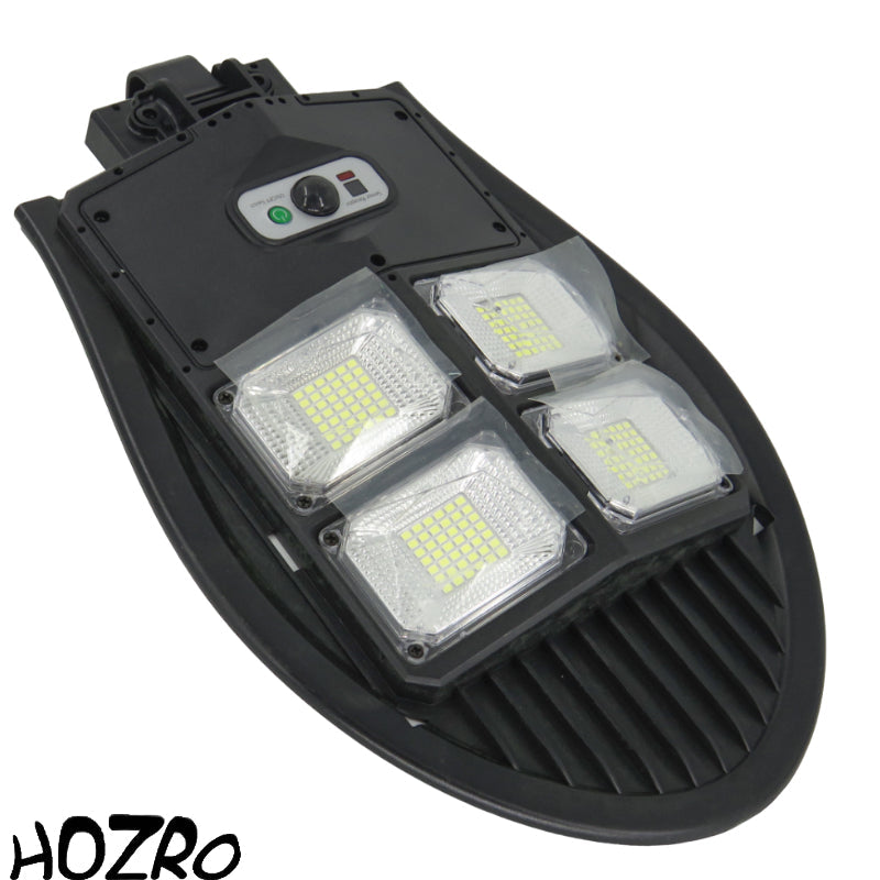 Lampa Solară Stradală de Exterior cu Telecomandă HOZRO, Model W788B-2, Ajustabilă, 168 LED-uri SMD Ultra-Luminoase, Lumina Alb Rece, 3 Moduri de Funcționare, Senzori de Mișcare și Lumină, Iluminare Continuă, Rezistență la Apă IP65, Unghi 120°, Carcasă ABS HOZRO