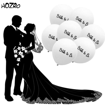 Buchet de 6 Baloane HOZRO, din Latex „Bride to Be”, 30 cm, Culoare Alb, Accesorii Elegante pentru Petrecerea Burlăcițelor, Nuntă sau Evenimente Tematice, Material Rezistent și Lucios, Ideal pentru Decor Romantic și Fotografii de Neuitat HOZRO