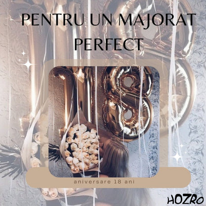 Set 2 Baloane HOZRO, din Folie ESB „18”, Culoare Roz Gold Metalizat, Înălțime 105 cm, Decor Festiv pentru Zi de Naștere, Majorat și Evenimente Speciale, Material Premium, Reutilizabil, Ușor de Umflat cu Aer sau Heliu HOZRO