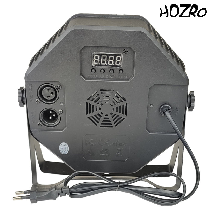 Lumină de Scenă Profesională HOZRO, LED Flat PAR Light – 54 LED-uri Puternice RGB, Efecte Multicolore Dinamice, Iluminare Puternică pentru DJ, Club, Scenă sau Evenimente – Design Plat și Eficient Energetic HOZRO