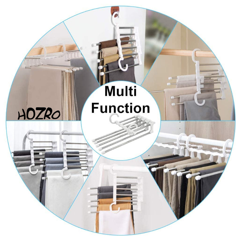 Umeraș Telescopic HOZRO, pentru Pantaloni – Suport Multifuncțional Antialunecare, Organizator de Haine cu Design Stratificat pentru Blugi, Fuste, Eșarfe și Pantaloni – Economisitor de Spațiu pentru Casă și Dulap HOZRO