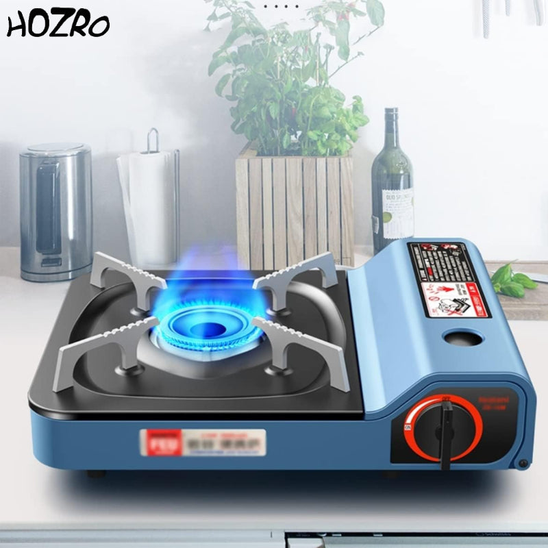 Camping Gas Stove HOZRO,  Portabil 2.9KW – Aragaz cu Gaz Butan, 1.3 KG, 34.5×9×28 CM, Consum 210g/h – Fier și Aluminiu, Reglaj de Flacără, Compact și Eficient pentru Camping, Grătar sau Drumeții HOZRO