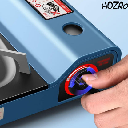 Camping Gas Stove HOZRO,  Portabil 2.9KW – Aragaz cu Gaz Butan, 1.3 KG, 34.5×9×28 CM, Consum 210g/h – Fier și Aluminiu, Reglaj de Flacără, Compact și Eficient pentru Camping, Grătar sau Drumeții HOZRO