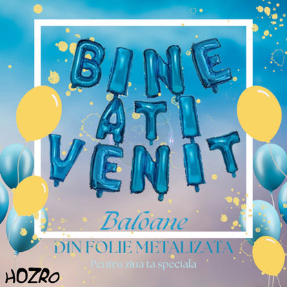 Set Baloane HOZRO, din Folie „Bine Ați Venit” – Culori Disponibile: Roz, Albastru și Gold – Decor Petrecere, Baby Shower, Botez, Aniversări sau Evenimente Speciale HOZRO