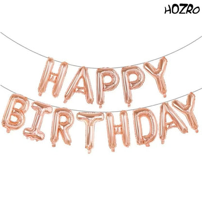 Set Baloane Folie „Happy Birthday”, 43 cm – Decor Elegant pentru Petreceri Aniversare, Evenimente, Fete, Femei, Fetițe, cu Litere Mari, Refolosibile, Ușor de Umflat și Montat HOZRO