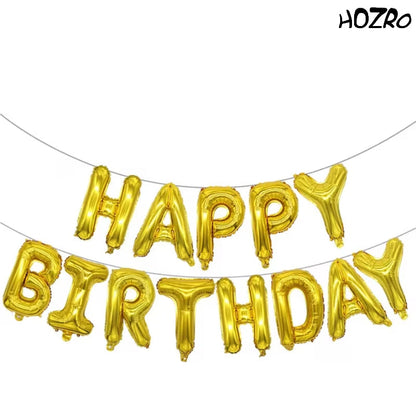 Set Baloane Folie „Happy Birthday”, 43 cm – Decor Elegant pentru Petreceri Aniversare, Evenimente, Fete, Femei, Fetițe, cu Litere Mari, Refolosibile, Ușor de Umflat și Montat HOZRO