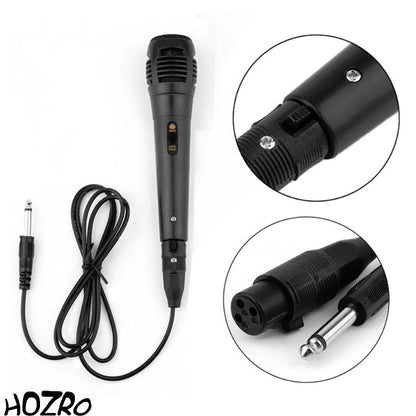 Microfon Dinamic HOZRO, cu Fir Profesional, de Mână, cu Buton Slide On/Off – Sunet Clar, Corp Metalic Rezistent, Ideal pentru Voci, Karaoke, Scenă, Biserică și Prezentări Publice HOZRO