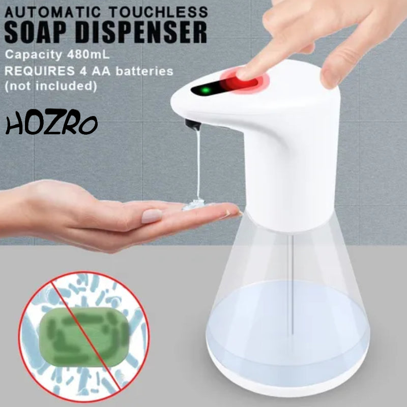 Dozator Automat HOZRO, pentru Săpun Lichid sau Spumă, cu Senzor, Capacitate 480 ml, Design Ergonomic și Modern, Funcționare Igienică fără Atingere HOZRO