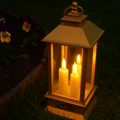 Felinar Decorativ de Crăciun, Model cu Lumânare Festivă HOZRO, Iluminare Caldă, Dimensiuni 130 x 55 mm, Funcționare pe Baterii HOZRO