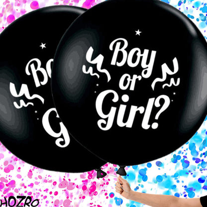 Set 7 Baloane HOZRO, Gender Reveal „Girl or Boy”, 90 cm, pentru Anunțul Sarcinii: Fetiță sau Băiețel HOZRO