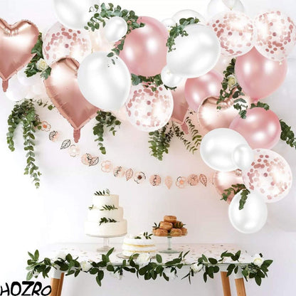 Set 48 Baloane HOZRO, în Formă de Inimă Rose Gold, Decor Elegant pentru Petreceri, Nunți, Aniversări și Evenimente Speciale, Baloane Rezistente din Folie/Latx, Perfecte pentru Aranjamente Romantice și Poze de Impact HOZRO