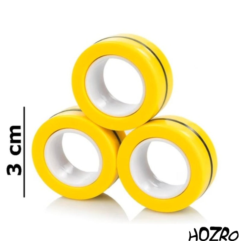 Set Jucarii Antistres HOZRO, 3 Inele Magnetice Galbene – Joc Portabil pentru Reducerea Stresului, Relaxare si Distractie pentru Copii si Adulti HOZRO