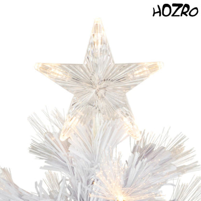 Brad artificial HOZRO, alb cu fibră optică și iluminare LED – aspect modern, efect luminos spectaculos, ideal pentru Crăciun și decoruri de iarnă HOZRO