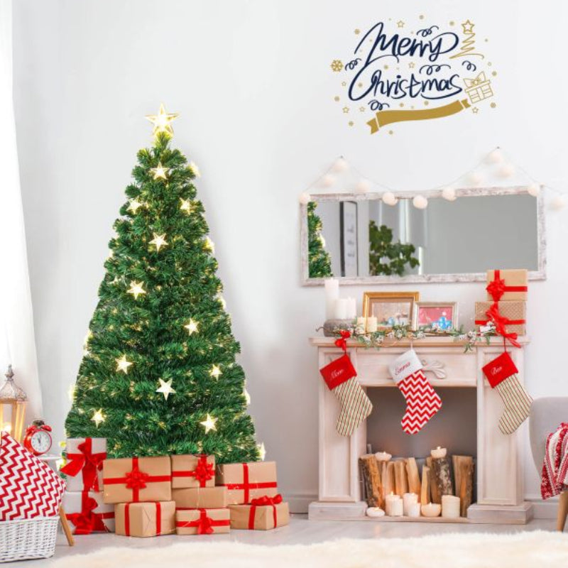 Brad Artificial de Crăciun HOZRO, cu Stelute – Decor Feeric cu Stea în Vârf, Suport Metalic Inclus și Efecte Strălucitoare ce Transformă Orice Spațiu într-un Colț de Poveste de Crăciun ✨ HOZRO