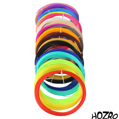 Set 10 Filamente Multicolor HOZRO, pentru Creion 3D PLA 1.75 mm, 5 m Fiecare (50 m Total) – Plastic de Înaltă Calitate, Temperatura de Lucru 160-200℃, Ideal pentru Proiecte Creative și Modele 3D DIY HOZRO