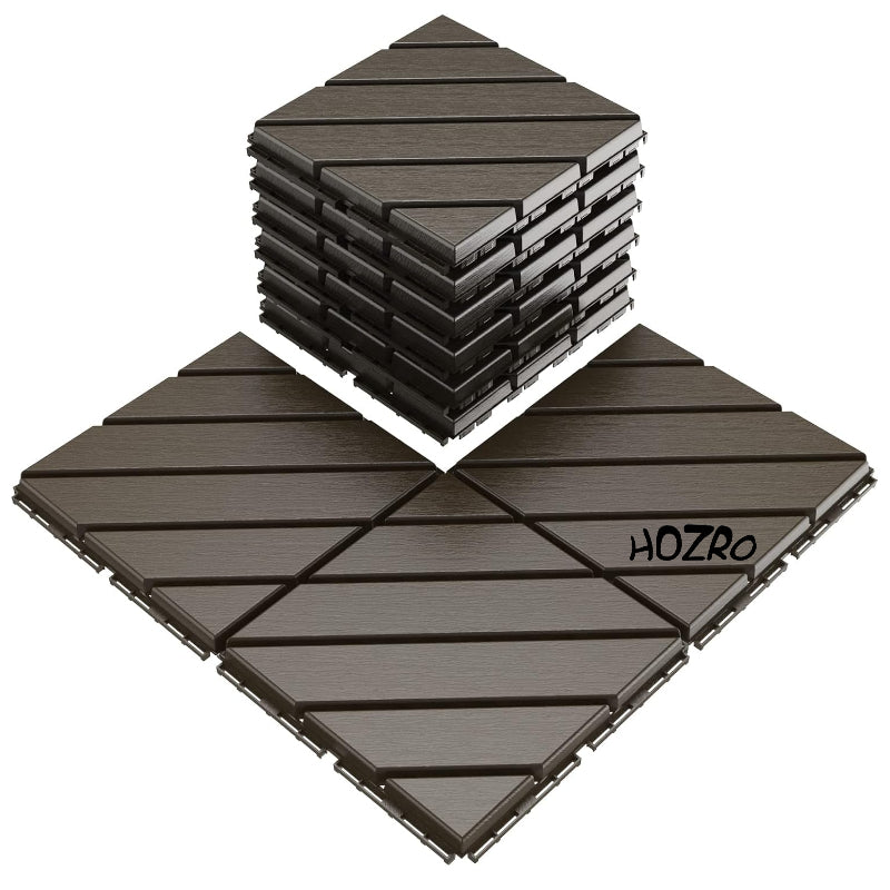 Pavaj de Terasă HOZRO, pentru Exterior, Plăci Interlocking 30 × 30 cm – Pardoseală Modulară Impermeabilă și Rezistentă la Intemperii, Ideală pentru Terasă sau Zonă de Piscină, Montaj Rapid Fără Unelte, Model V0601-45 HOZRO