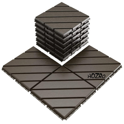Pavaj de Terasă HOZRO, pentru Exterior, Plăci Interlocking 30 × 30 cm – Pardoseală Modulară Impermeabilă și Rezistentă la Intemperii, Ideală pentru Terasă sau Zonă de Piscină, Montaj Rapid Fără Unelte, Model V0601-45 HOZRO
