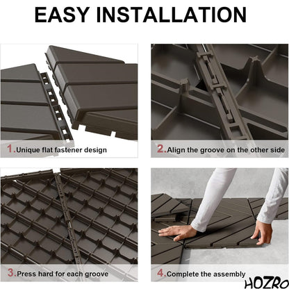 Pavaj de Terasă HOZRO, pentru Exterior, Plăci Interlocking 30 × 30 cm – Pardoseală Modulară Impermeabilă și Rezistentă la Intemperii, Ideală pentru Terasă sau Zonă de Piscină, Montaj Rapid Fără Unelte, Model V0601-45 HOZRO