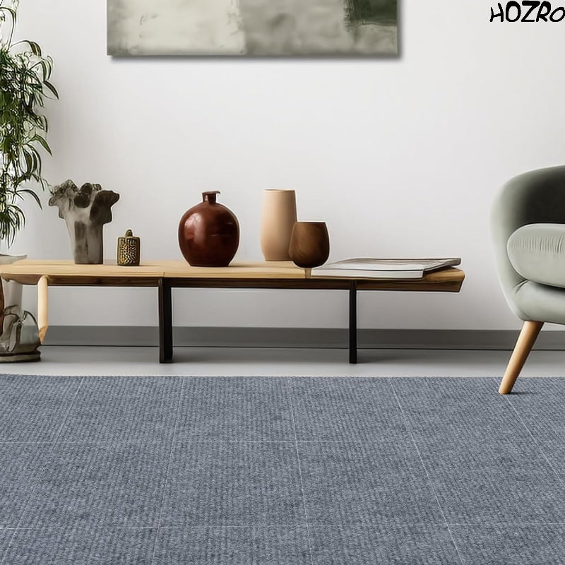 Mochetă autoadezivă HOZRO, 60×60 cm, antiderapante, pentru subsol și pardoseli din beton, interior/exterior, uz comercial, culoare gri HOZRO