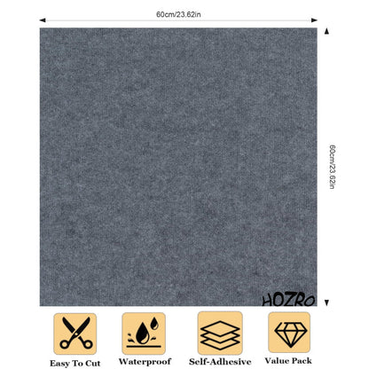 Mochetă autoadezivă HOZRO, 60×60 cm, antiderapante, pentru subsol și pardoseli din beton, interior/exterior, uz comercial, culoare gri HOZRO