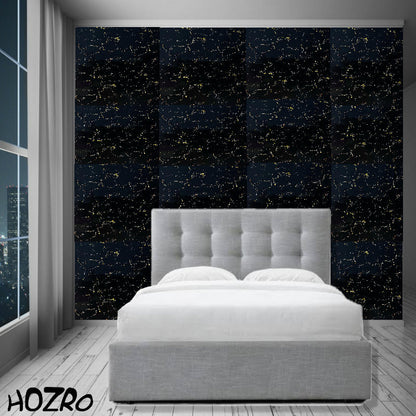 Set 10 x Placi imitatie Marmura autoadezive HOZRO, Model premium, pentru pereti, acopera o suprafata de 3.6 mp, design modern, foarte usor de montat, 116-13 Negru HOZRO
