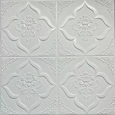 Tapet 3D autoadeziv HOZRO, Model Decorativ Floral, perete/tavan, waterproof, usor de montat, design modern, 70x70 cm, alb, TAPET 10 HOZRO