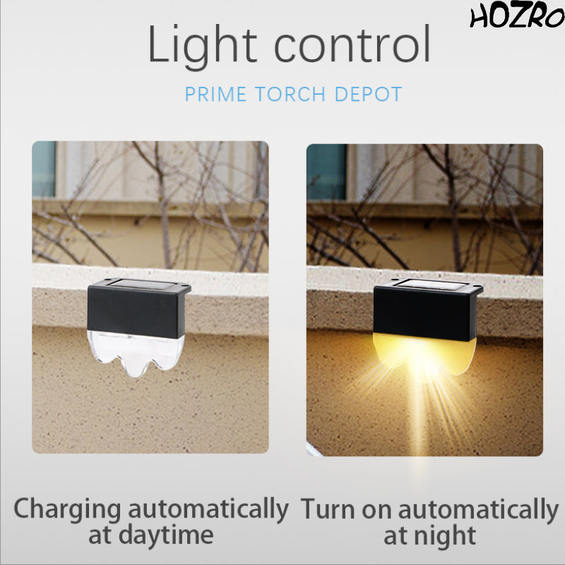 Lampi solare de perete HOZRO, pentru exterior, iluminare sus și jos, set 2 bucăți, culoare neagră, design modern și compact, dimensiune 7.5 x 7.5 cm, alimentare solară, protecție IP65 rezistentă la apă și praf, ideale pentru fațadă, gard, terasă