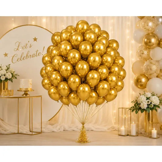 Set baloane din latex, Hozro®, Gold, 25 cm, Accesorii Elegante pentru Petreceri, Nuntă sau Evenimente Tematice, Material Rezistent HOZRO