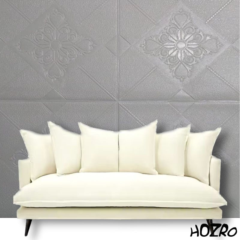 Set 10 x Tapet 3D autoadeziv HOZRO, Model imitatie caramida, acopera o suprafata de 5.39 mp, design modern, foarte usor de montat, Gri HOZRO