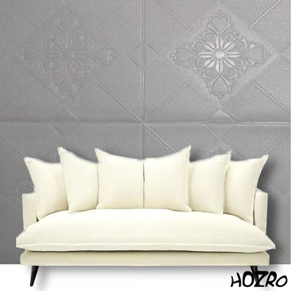 Set 10 x Tapet 3D autoadeziv HOZRO, Model imitatie caramida, acopera o suprafata de 5.39 mp, design modern, foarte usor de montat, Gri HOZRO