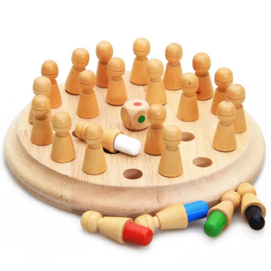 Joc Educativ Tip Șah din Lemn – Învață Culorile și Dezvoltă Memoria, 26 Piese, Stil Montessori BESTSELLS