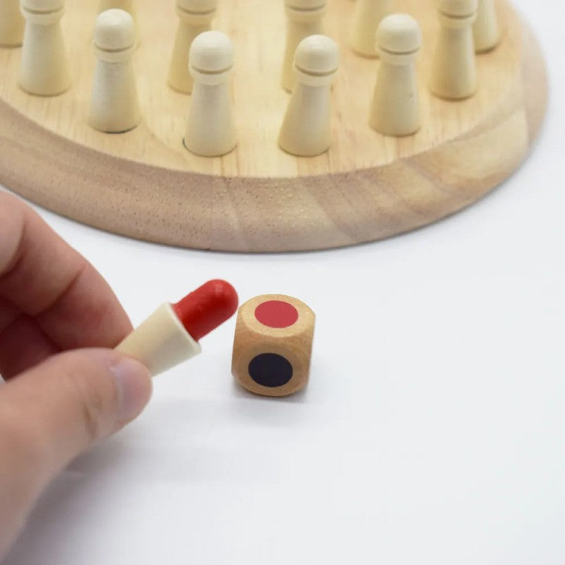 Joc Educativ Tip Șah din Lemn – Învață Culorile și Dezvoltă Memoria, 26 Piese, Stil Montessori BESTSELLS