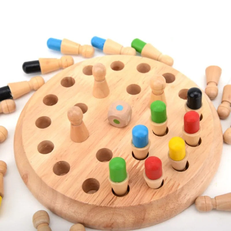 Joc Educativ Tip Șah din Lemn – Învață Culorile și Dezvoltă Memoria, 26 Piese, Stil Montessori BESTSELLS