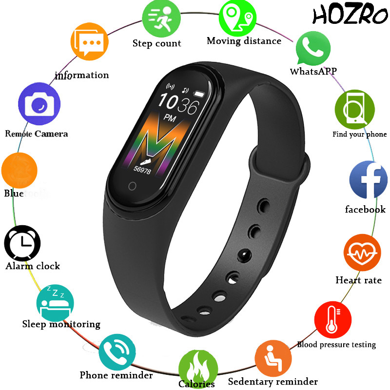 Bratara Fitness HOZRO, Model M7, Monitorizare Ritm Cardiac si Tensiune Arteriala, Culoare Rosu – Smart Band Sport pentru Sanatate, Activitate Fizica si Somn HOZRO