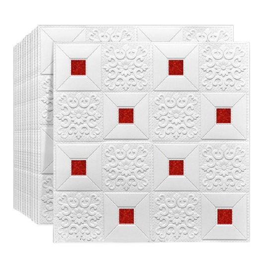 Tapet 3D autoadeziv, Model pentru Tavan/Perete, design modern, foarte usor de montat, Alb/Rosu HOZRO