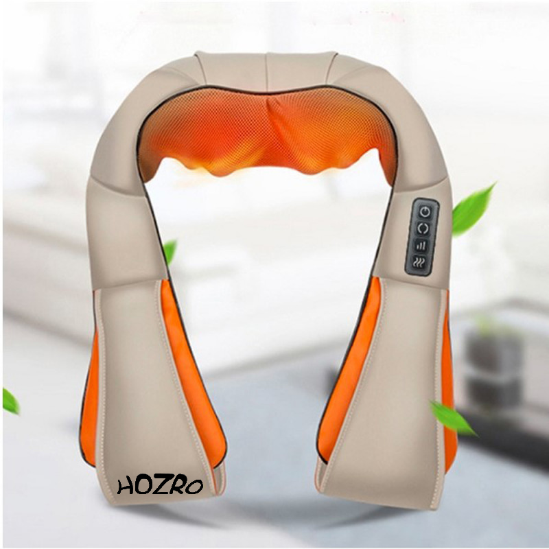 Aparat de Masaj HOZRO, cu Încălzire și Bile Shiatsu – Tehnologie Infraroșu, 24W, pentru Gât și Umeri, Relaxare Profundă, Ameliorarea Durerilor Musculare, Husa Din Piele HOZRO