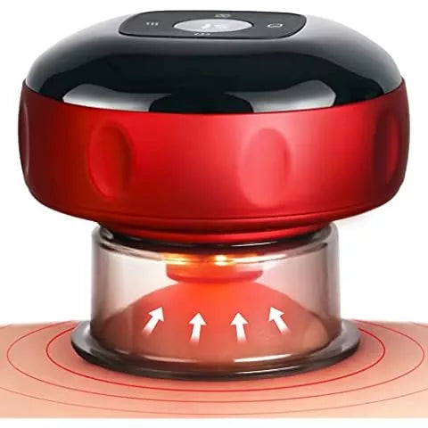 Aparat de Masaj Tip Ventuză Electrică HOZRO, cu Vacuum Puternic, Infraroșu, Display LCD și Funcție Anticelulitică – Tonifiere Corporală, Relaxare Musculară, Model R18-03, Roșu/Negru HOZRO