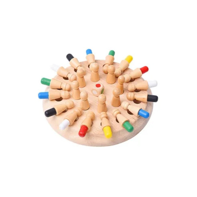 Joc Educativ Tip Șah din Lemn – Învață Culorile și Dezvoltă Memoria, 26 Piese, Stil Montessori BESTSELLS