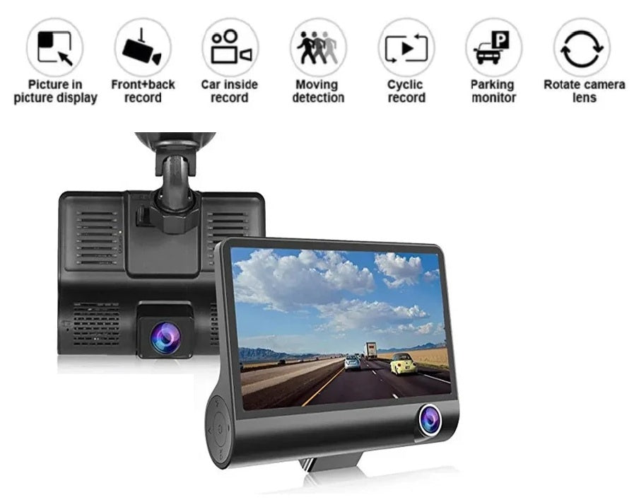 Camera Auto HOZRO, Dual-Zone Față și Spate, 4", Full HD, Ecran LED, Negru Siguranță maximă la volan și asistență completă la parcare! HOZRO