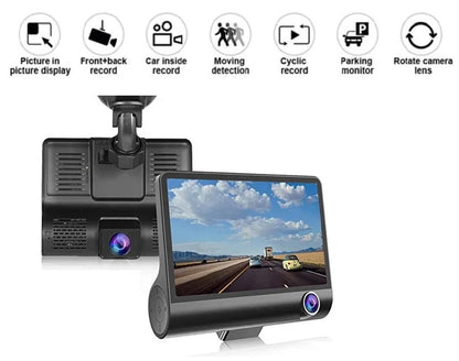 Camera Auto HOZRO, Dual-Zone Față și Spate, 4", Full HD, Ecran LED, Negru Siguranță maximă la volan și asistență completă la parcare! HOZRO